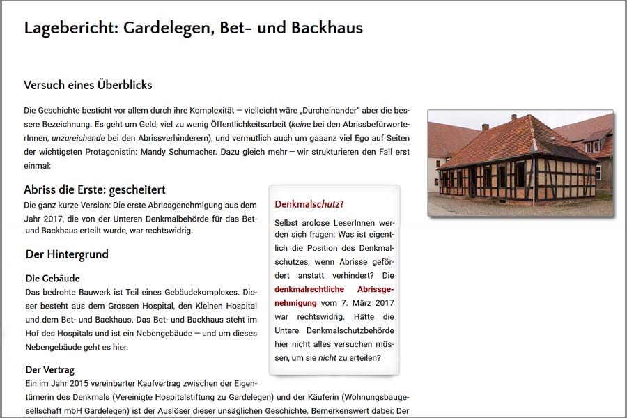 Bet- und Backhaus Gardelegen: Lagebericht