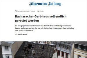 Bacharacher Gerbhaus: Artikel in der Allgemeinen Zeitung