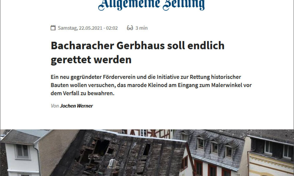 Bacharacher Gerbhaus: Artikel in der Allgemeinen Zeitung